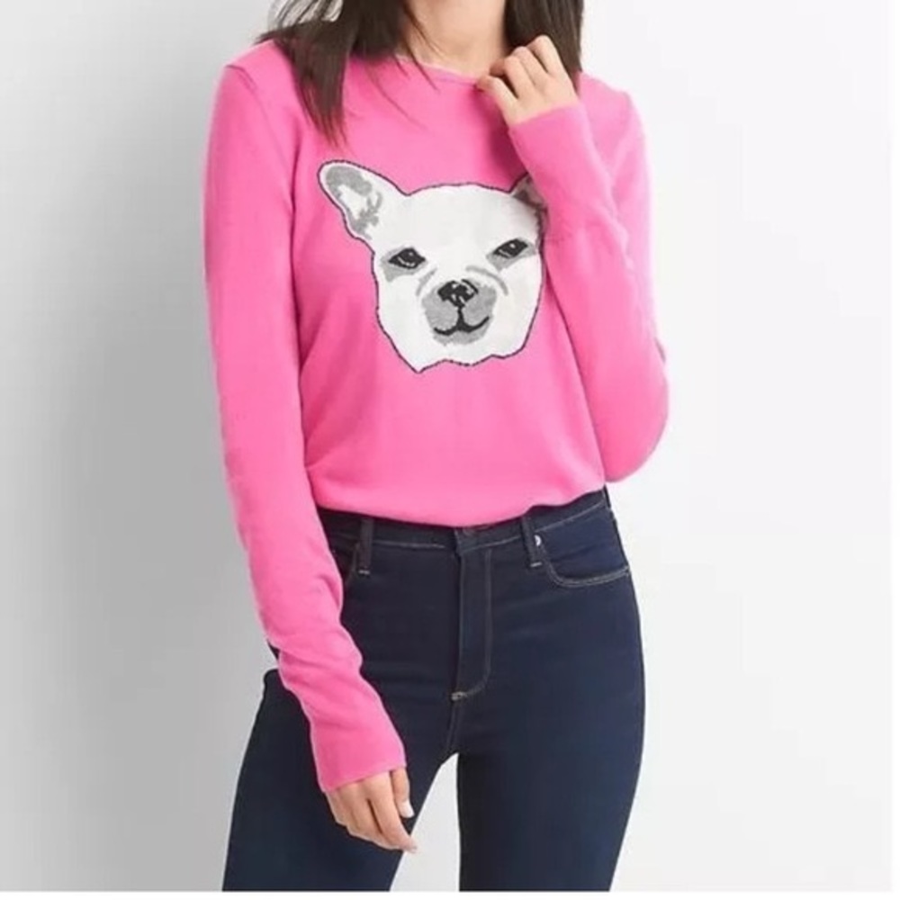 GAP BRIGHT PINK ANIMAL SWEATER